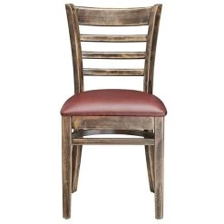 Lancaster Table & Seating Vintage Finish Wooden Ladder Back Chair With 2 1/2" Burgundy Padded Seat 11 Lancaster Table & Seating Vintage Finish Wooden Ladder Back Chair With 2 1/2" Burgundy Padded Seat -BFM Seating sHOP 2107019