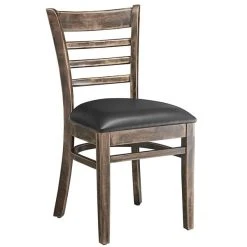 Lancaster Table & Seating Vintage Finish Wooden Ladder Back Chair With 2 1/2" Black Padded Seat 7 Lancaster Table & Seating Vintage Finish Wooden Ladder Back Chair With 2 1/2" Black Padded Seat -BFM Seating sHOP 2107027