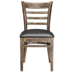 Lancaster Table & Seating Vintage Finish Wooden Ladder Back Chair With 2 1/2" Black Padded Seat 10 Lancaster Table & Seating Vintage Finish Wooden Ladder Back Chair With 2 1/2" Black Padded Seat -BFM Seating sHOP 2107029