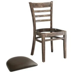 Lancaster Table & Seating Vintage Finish Wooden Ladder Back Chair With 2 1/2" Dark Brown Padded Seat 10 Lancaster Table & Seating Vintage Finish Wooden Ladder Back Chair With 2 1/2" Dark Brown Padded Seat -BFM Seating sHOP 2107036