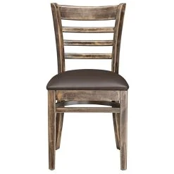 Lancaster Table & Seating Vintage Finish Wooden Ladder Back Chair With 2 1/2" Dark Brown Padded Seat 11 Lancaster Table & Seating Vintage Finish Wooden Ladder Back Chair With 2 1/2" Dark Brown Padded Seat -BFM Seating sHOP 2107039