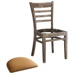 Lancaster Table & Seating Vintage Finish Wooden Ladder Back Chair With 2 1/2" Light Brown Padded Seat -BFM Seating sHOP 2107059