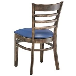 Lancaster Table & Seating Vintage Finish Wooden Ladder Back Chair With 2 1/2" Navy Padded Seat 9 Lancaster Table & Seating Vintage Finish Wooden Ladder Back Chair With 2 1/2" Navy Padded Seat -BFM Seating sHOP 2107072