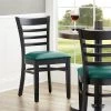 Lancaster Table & Seating Black Finish Wooden Ladder Back Chair With 2 1/2" Green Padded Seat