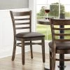 Lancaster Table & Seating Vintage Finish Wooden Ladder Back Chair With 2 1/2" Dark Brown Padded Seat