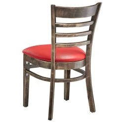 Lancaster Table & Seating Vintage Finish Wooden Ladder Back Chair With 2 1/2" Red Padded Seat 9 Lancaster Table & Seating Vintage Finish Wooden Ladder Back Chair With 2 1/2" Red Padded Seat -BFM Seating sHOP 2112045