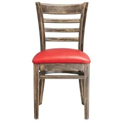 Lancaster Table & Seating Vintage Finish Wooden Ladder Back Chair With 2 1/2" Red Padded Seat 11 Lancaster Table & Seating Vintage Finish Wooden Ladder Back Chair With 2 1/2" Red Padded Seat -BFM Seating sHOP 2112046
