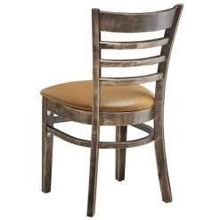 Lancaster Table & Seating Vintage Finish Wooden Ladder Back Chair With 2 1/2" Light Brown Padded Seat -BFM Seating sHOP 2112064