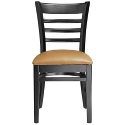 Lancaster Table & Seating Black Finish Wooden Ladder Back Chair With 2 1/2" Light Brown Padded Seat 11 Lancaster Table & Seating Black Finish Wooden Ladder Back Chair With 2 1/2" Light Brown Padded Seat -BFM Seating sHOP 2112088