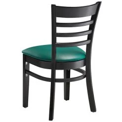 Lancaster Table & Seating Black Finish Wooden Ladder Back Chair With 2 1/2" Green Padded Seat 9 Lancaster Table & Seating Black Finish Wooden Ladder Back Chair With 2 1/2" Green Padded Seat -BFM Seating sHOP 2112098