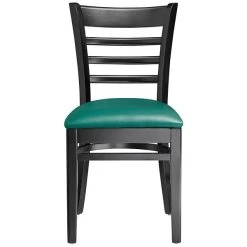Lancaster Table & Seating Black Finish Wooden Ladder Back Chair With 2 1/2" Green Padded Seat 11 Lancaster Table & Seating Black Finish Wooden Ladder Back Chair With 2 1/2" Green Padded Seat -BFM Seating sHOP 2112099
