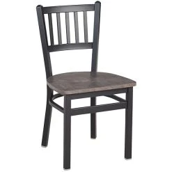BFM Seating Troy Sand Black Steel Slat Back Chair With Relic Rustic Copper Melamine Seat