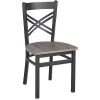 BFM Seating Akrin Sand Black Steel Cross Back Chair With Relic Chestnut Melamine Seat