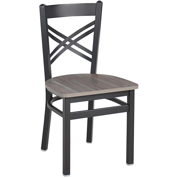 BFM Seating Akrin Sand Black Steel Cross Back Chair With Relic Chestnut Melamine Seat 3 BFM Seating Akrin Sand Black Steel Cross Back Chair With Relic Chestnut Melamine Seat