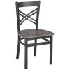 BFM Seating Akrin Sand Black Steel Cross Back Chair With Relic Rustic Copper Melamine Seat