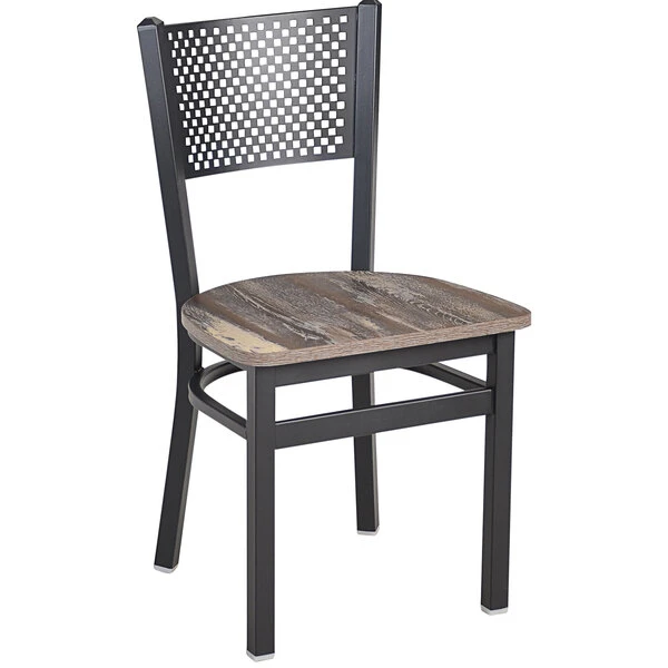 BFM Seating Polk Sand Black Steel Perforated Back Chair With Relic Farm House Melamine Seat 3 BFM Seating Polk Sand Black Steel Perforated Back Chair With Relic Farm House Melamine Seat