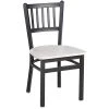 BFM Seating Troy Sand Black Steel Slat Back Chair With Relic Antique Wash Melamine Seat