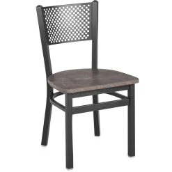 BFM Seating Polk Sand Black Steel Perforated Back Chair With Relic Rustic Copper Melamine Seat