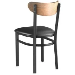LT&S Boomerang Series Lancaster Table & Seating Boomerang Black Finish Chair With 2 1/2" Black Vinyl Padded Seat And Vintage Wood Back -BFM Seating sHOP 2189907