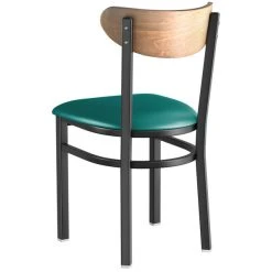 LT&S Boomerang Series Lancaster Table & Seating Boomerang Black Finish Chair With 2 1/2" Green Vinyl Padded Seat And Vintage Wood Back 7 LT&S Boomerang Series Lancaster Table & Seating Boomerang Black Finish Chair With 2 1/2" Green Vinyl Padded Seat And Vintage Wood Back -BFM Seating sHOP 2189909