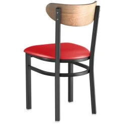 LT&S Boomerang Series Lancaster Table & Seating Boomerang Black Finish Chair With 2 1/2" Red Vinyl Padded Seat And Vintage Wood Back 7 LT&S Boomerang Series Lancaster Table & Seating Boomerang Black Finish Chair With 2 1/2" Red Vinyl Padded Seat And Vintage Wood Back -BFM Seating sHOP 2189915