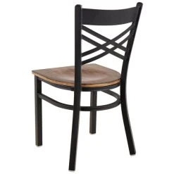 Lancaster Table & Seating Black Finish Cross Back Chair With Vintage Wood Seat -BFM Seating sHOP 2197747