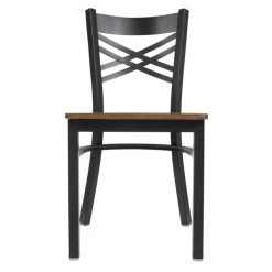 Lancaster Table & Seating Black Finish Cross Back Chair With Vintage Wood Seat -BFM Seating sHOP 2197748