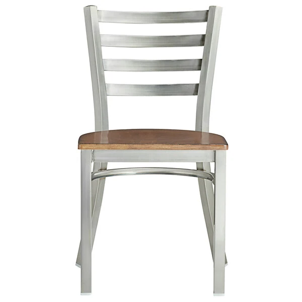 Lancaster Table & Seating Clear Coat Finish Ladder Back Chair With Vintage Wood Seat 5 Lancaster Table & Seating Clear Coat Finish Ladder Back Chair With Vintage Wood Seat - Image 3