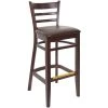 BFM Seating Berkeley Dark Walnut Beechwood Ladder Back Barstool With 2" Dark Brown Vinyl Seat -BFM Seating sHOP 2203740