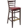 BFM Seating Berkeley Dark Walnut Beechwood Ladder Back Barstool With 2" Burgundy Vinyl Seat