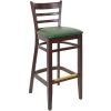 BFM Seating Berkeley Dark Walnut Beechwood Ladder Back Barstool With 2" Green Vinyl Seat 1 BFM Seating Berkeley Dark Walnut Beechwood Ladder Back Barstool With 2" Green Vinyl Seat -BFM Seating sHOP 2203753