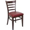 BFM Seating Berkeley Dark Walnut Beechwood Ladder Back Side Chair With 2" Burgundy Vinyl Seat