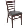 BFM Seating Berkeley Dark Walnut Beechwood Ladder Back Side Chair With 2" Black Vinyl Seat