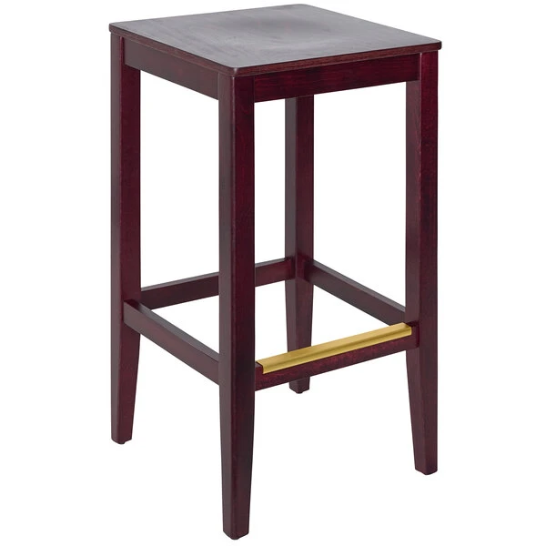 BFM Seating Stockton Dark Mahogany Beechwood Square Backless Barstool With Veneer Wood Seat 3 BFM Seating Stockton Dark Mahogany Beechwood Square Backless Barstool With Veneer Wood Seat