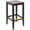 BFM Seating Stockton Dark Walnut Beechwood Square Backless Barstool With Veneer Wood Seat