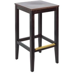 BFM Seating Stockton Dark Walnut Beechwood Square Backless Barstool With Veneer Wood Seat