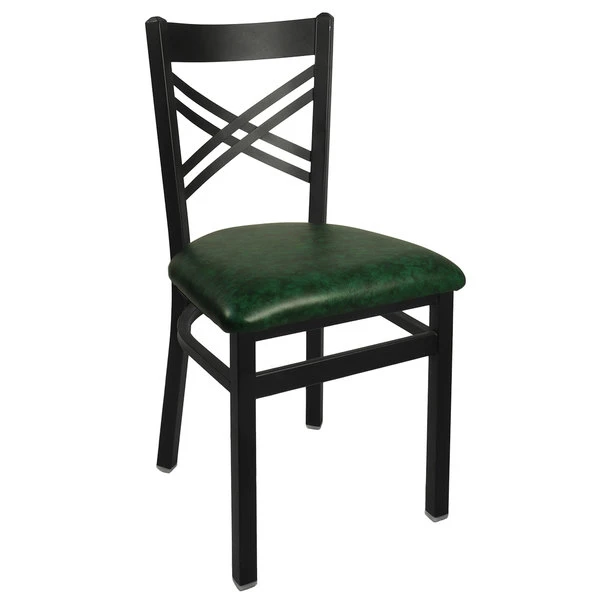 BFM Seating Akrin Metal Chair With 2" Green Vinyl Seat 3 BFM Seating Akrin Metal Chair With 2" Green Vinyl Seat