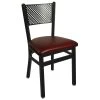 BFM Seating Polk Sand Black Steel Side Chair With 2" Burgundy Vinyl Seat
