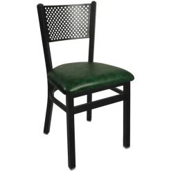 BFM Seating Polk Sand Black Steel Side Chair With 2" Green Vinyl Seat