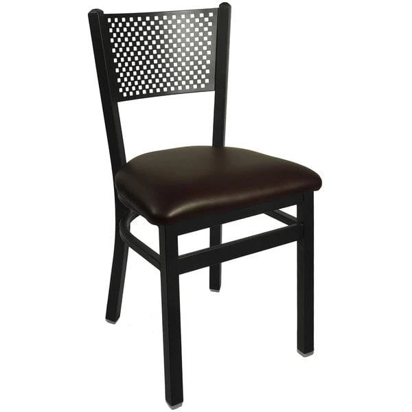 BFM Seating Polk Sand Black Steel Side Chair With 2" Dark Brown Vinyl Seat 3 BFM Seating Polk Sand Black Steel Side Chair With 2" Dark Brown Vinyl Seat