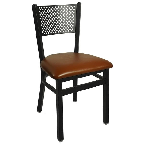 BFM Seating Polk Sand Black Steel Side Chair With 2" Light Brown Vinyl Seat 3 BFM Seating Polk Sand Black Steel Side Chair With 2" Light Brown Vinyl Seat