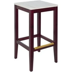 BFM Seating Stockton Dark Mahogany Beechwood Square Backless Barstool With Relic Antique Wash Seat