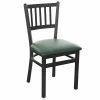 BFM Seating Troy Sand Black Steel Side Chair With 2" Green Vinyl Seat