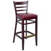 BFM Seating Berkeley Dark Mahogany Beechwood Ladder Back Barstool With 2" Burgundy Vinyl Seat -BFM Seating sHOP 2287408