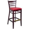 BFM Seating Berkeley Dark Mahogany Beechwood Ladder Back Barstool With 2" Red Vinyl Seat -BFM Seating sHOP 2287411