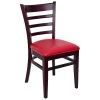 BFM Seating Berkeley Dark Mahogany Beechwood Ladder Back Side Chair With 2" Red Vinyl Seat