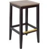 BFM Seating Stockton Dark Walnut Beechwood Square Backless Barstool With Relic Knotty Pine Seat