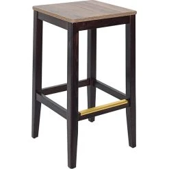 BFM Seating Stockton Dark Walnut Beechwood Square Backless Barstool With Relic Knotty Pine Seat