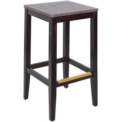 BFM Seating Stockton Dark Walnut Beechwood Square Backless Barstool With Relic Rustic Copper Seat