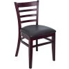 BFM Seating Berkeley Dark Mahogany Beechwood Ladder Back Side Chair With 2" Black Vinyl Seat